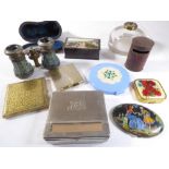A variety to include various compacts (some boxed), cased opera glasses, a late 19th / early 20th