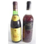 A bottle of 1984 Rioja Gran Reserva Marqués del Pomeral and a bottle of Aphrodis Muscat de