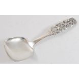 A Norwegian silver .830 caddy spoon with pierced handle – hallmarked Bergen and by Brodrene Lohne.