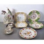 A small selection of ceramics to include a 19th century Staffordshire flatback of a Scotsman on
