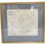 After ROBERT MORDEN - Map of Leicestershire, hand-coloured engraving (printed image 14 x 16½ is,