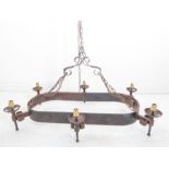 A six-light ceiling-hanging candelabra of flat-oval form (89.5cm x 59cm) (matches lot 572)