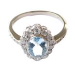 An 18-carat white-gold aquamarine and diamond cluster ring, size (matches Lot 196)