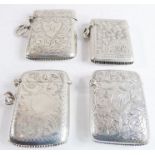 Four hallmarked silver vesta cases (Birmingham: H. Samuel 1905, Minshull & Latimer 1897 and 1900 and