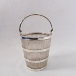 A good 19th century frosted glass and silver-plated ice bucket – in the form of a coopered barrel