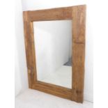 A large mirror with rustic-type wooden frame (75cm x 90cm)