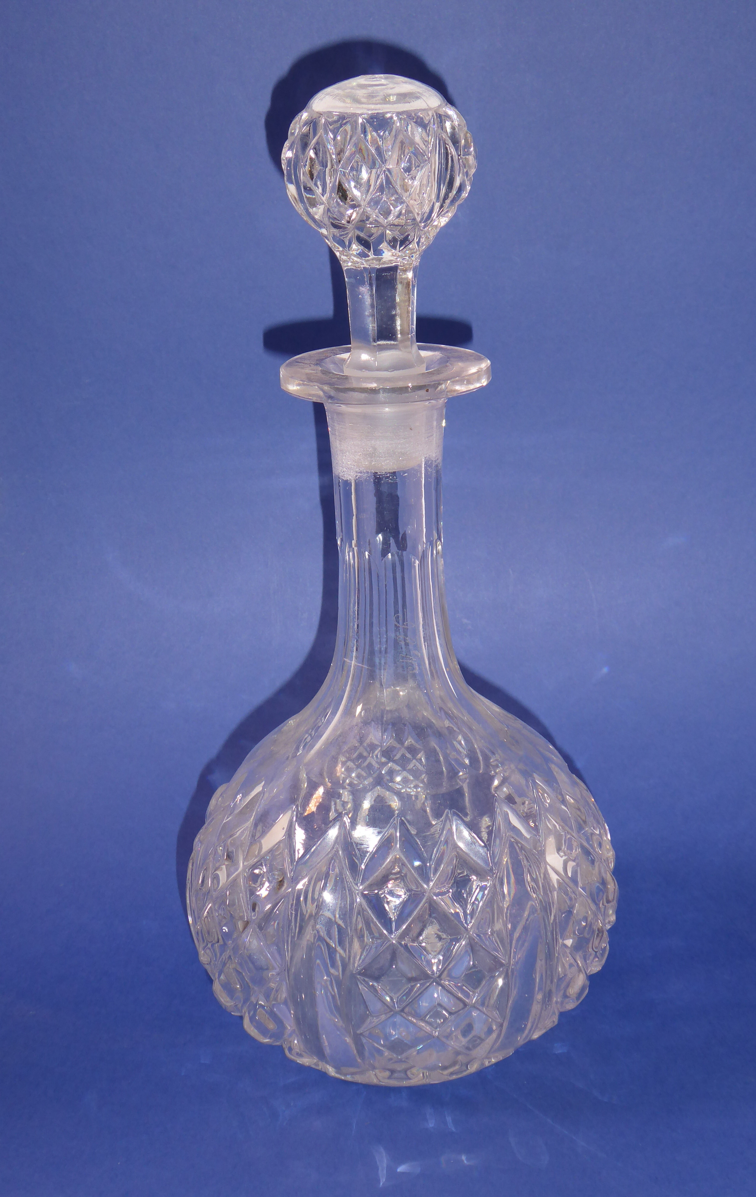 Four decanters to include a globe-and-shaft example, a 'skittle' shaped example (both hand-cut), - Image 3 of 6