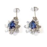 A pair of 18-carat gold sapphire and diamond earrings (matches Lot 197)