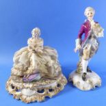 Two early 20th century Capo di Monte figures (the taller figure minus a finger tip and 21cm high)