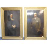 James SANT (1820-1916), a large pair of late 19th/early 20th century gilt framed three-quarter