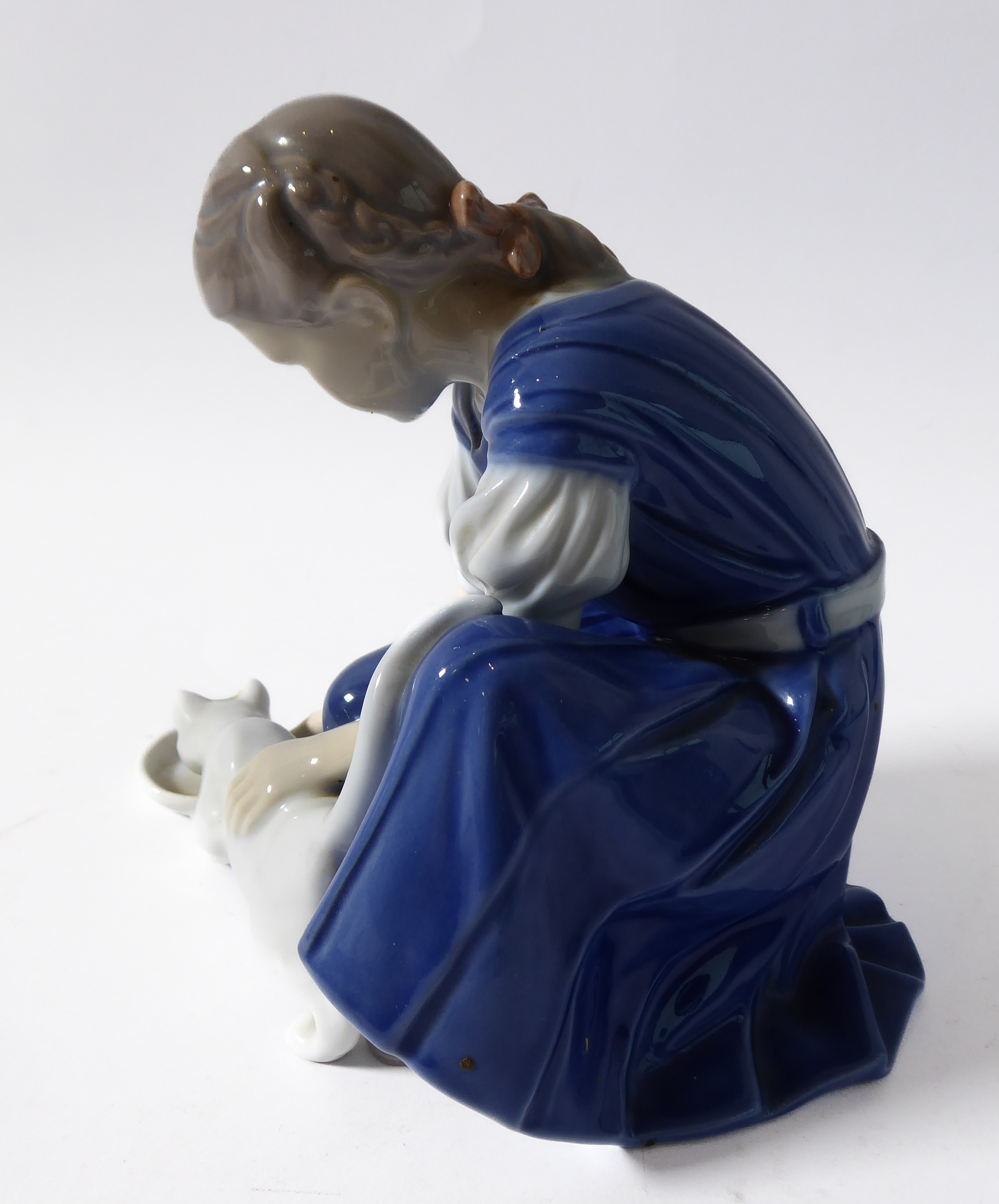 Royal Copenhagen porcelain figure group (mid 20th century, Danish factory), a seated young boy - Image 6 of 10