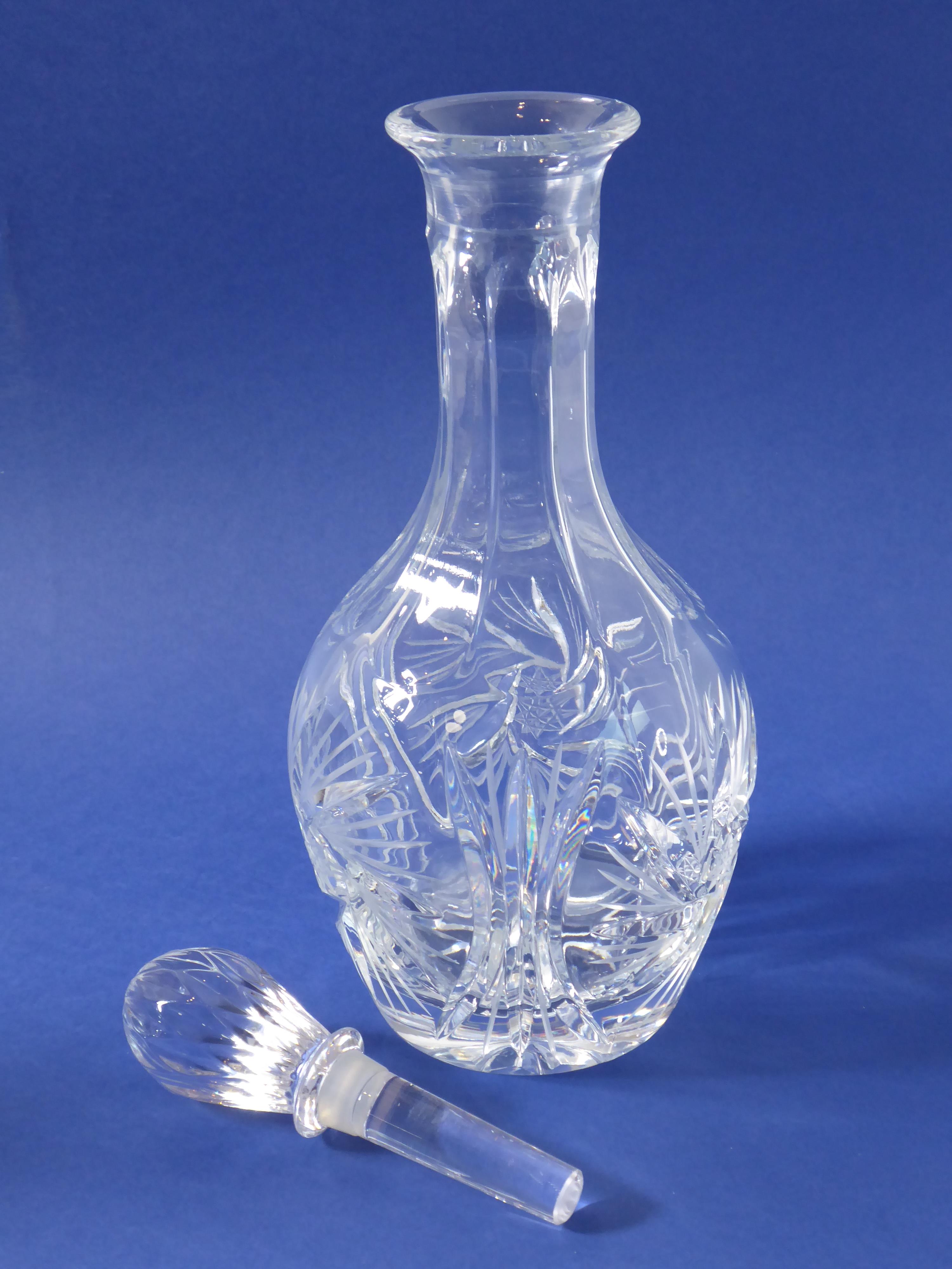 Two fine quality hand-cut baluster-shaped decanters; one with replaced stopper - Image 3 of 3