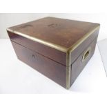 A mid-19th century rosewood vanity case / jewellery box for restoration. Worn silver-plate mounts,