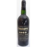 A bottle of Croft 1963 vintage port