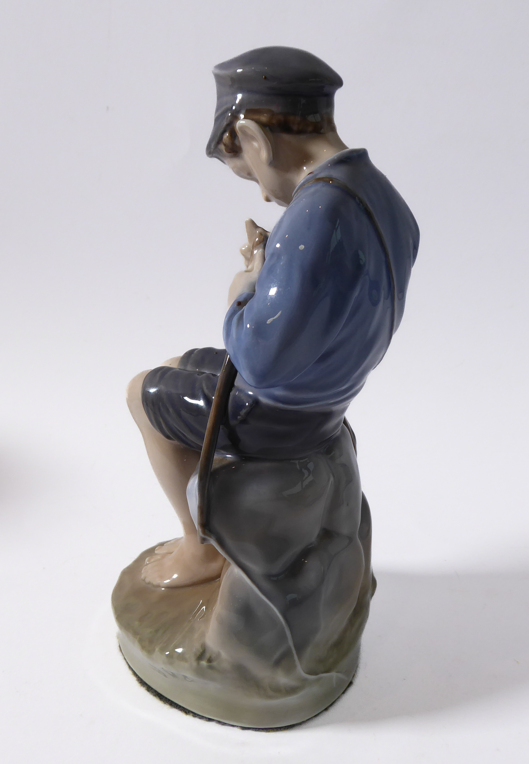 Royal Copenhagen porcelain figure group (mid 20th century, Danish factory), a seated young boy - Image 3 of 10