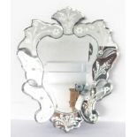 A 19th century style (later) Venetian inspired looking glass of Rococo form; the various shaped