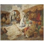 FRÉDÉRICK-ARTHUR BRIDGMAN (1847-1928) ÉCOLE AMÉRICAINE LE SOUK AUX ÉPICES THE SPICE SOUK Huile sur