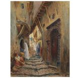 ALPHONSE BIRCK (1859-1942) RUELLE DANS LA CASBAH D'ALGER A STREET IN THE CASBAH ALGIERS Aquarelle