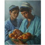 ODETTE BRUNEAU (1891-1984) JEUNES MAROCAINS AUX ORANGES MOROCCAN BOYS WITH ORANGES Huile sur toile