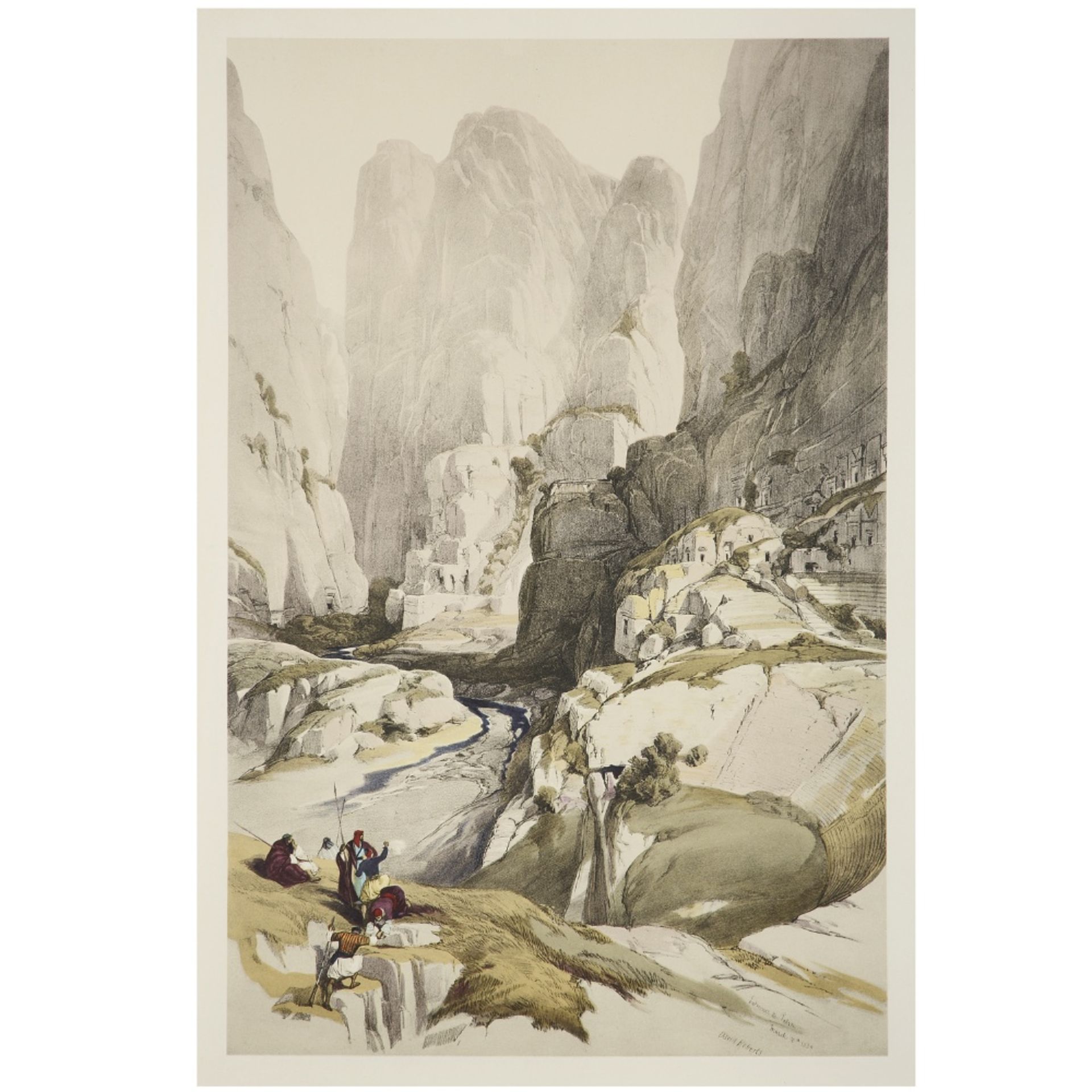 DAVID ROBERTS (1796-1864) SUITE DE QUATRE GRAVURES EN COULEURS: -" ENTRÉE DE PETRA" 16 mars - Bild 3 aus 5