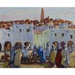 MAURICE BOUVIOLLE (1893-1971) PLACE DU MARCHÉ À GHARDAÏA MARKET PLACE IN GHARDAÏA Huile sur