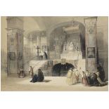 DAVID ROBERTS (1796-1864) SUITE DE QUATRE GRAVURES EN COULEURS: -" ENTRÉE DE PETRA" 16 mars