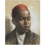 ODETTE BRUNEAU (1891-1984) MAROCAIN AU FEZ ROUGE MOROCCAN BOY WITH A RED FEZ Dessin au pastel et