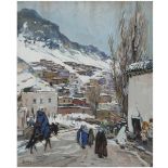 HENRI PONTOY (1888-1968) VILLAGE MAROCAIN SOUS LA NEIGE MOROCCAN VILLAGE UNDER THE SNOW Gouache et