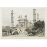 WILLIAM DANIELL (1769-1837) SUITE DE TROIS GRAVURES: -"GRAND ENTRANCE TO A SERAIL" -"MOSQUE AT