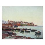 RAPHAËL PINATEL (1875-1933) LE PORT DE RABAT THE PORT OF RABAT Huile sur panneau signée, située et