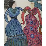 MAHIEDDINE BAYA (1931-19998) LES DEUX DANSEUSES THE TWO DANCERS Gouache et aquarelle sur papier