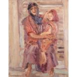 EDGARD NACCACHE (1917-2006) MATERNITÉ BÉDOUINE BEDOUIN MOTHERHOOD Huile sur panneau signée en bas