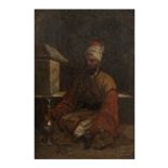 JULIUS JOSEPHUS GASPARD STARCK (1814-1884) LE FUMEUR DE NARGHILE SMOKING THE HOOKAH Huile sur