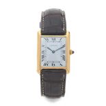 CARTIER TANK LOUIS CARTIER GM, Montre bracelet en or jaune 18K sur cuir BOÎTIER : rectangulaire (2