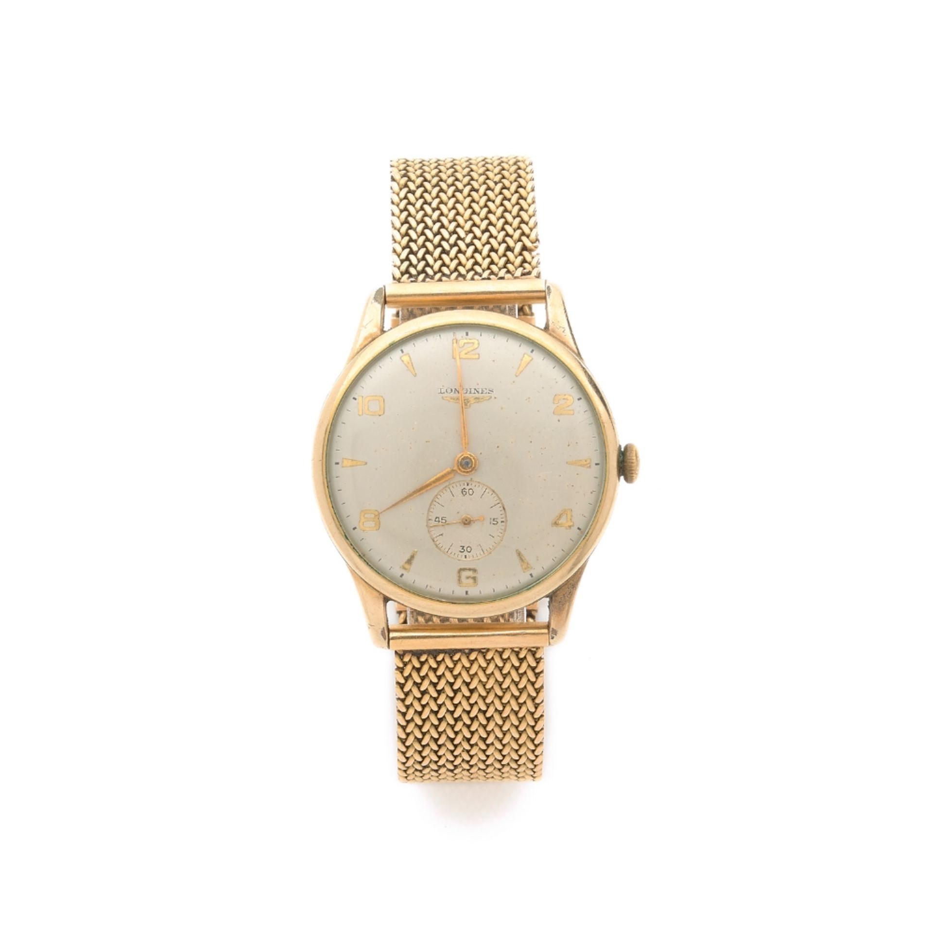 LONGINES Montre bracelet en métal doré sur or jaune 18K. BOÎTIER : rond en métal doré. CADRAN :