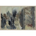 T'ANG HAYWEN (1927-1991) SANS TITRE (TRIPTYQUE) Aquarelle sur papier. Cachet de la signature en