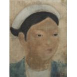 VU CAO DAM (1908-2000) Portrait de jeune femme Encre et aquarelle sur soie, signée et datée "1932"en