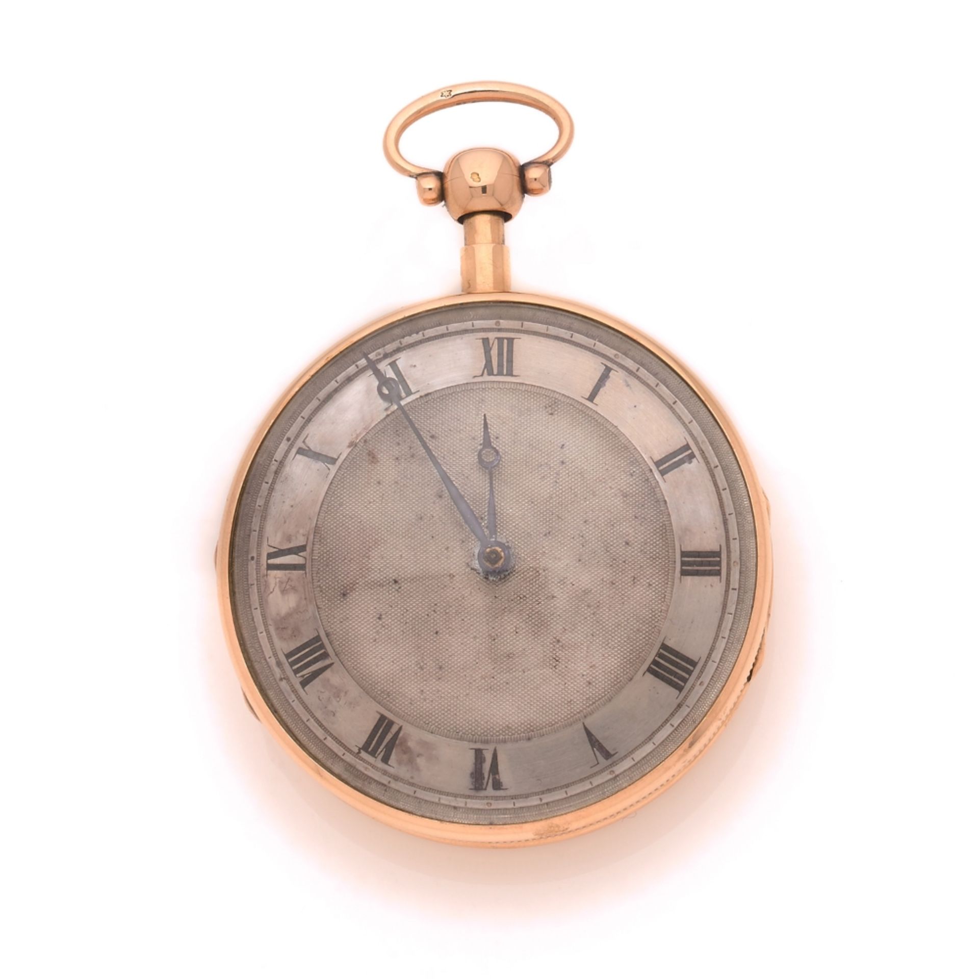 ANONYME Montre de poche en or rose avec répétition des quarts au pendant. BOÎTIER : revers lisse.