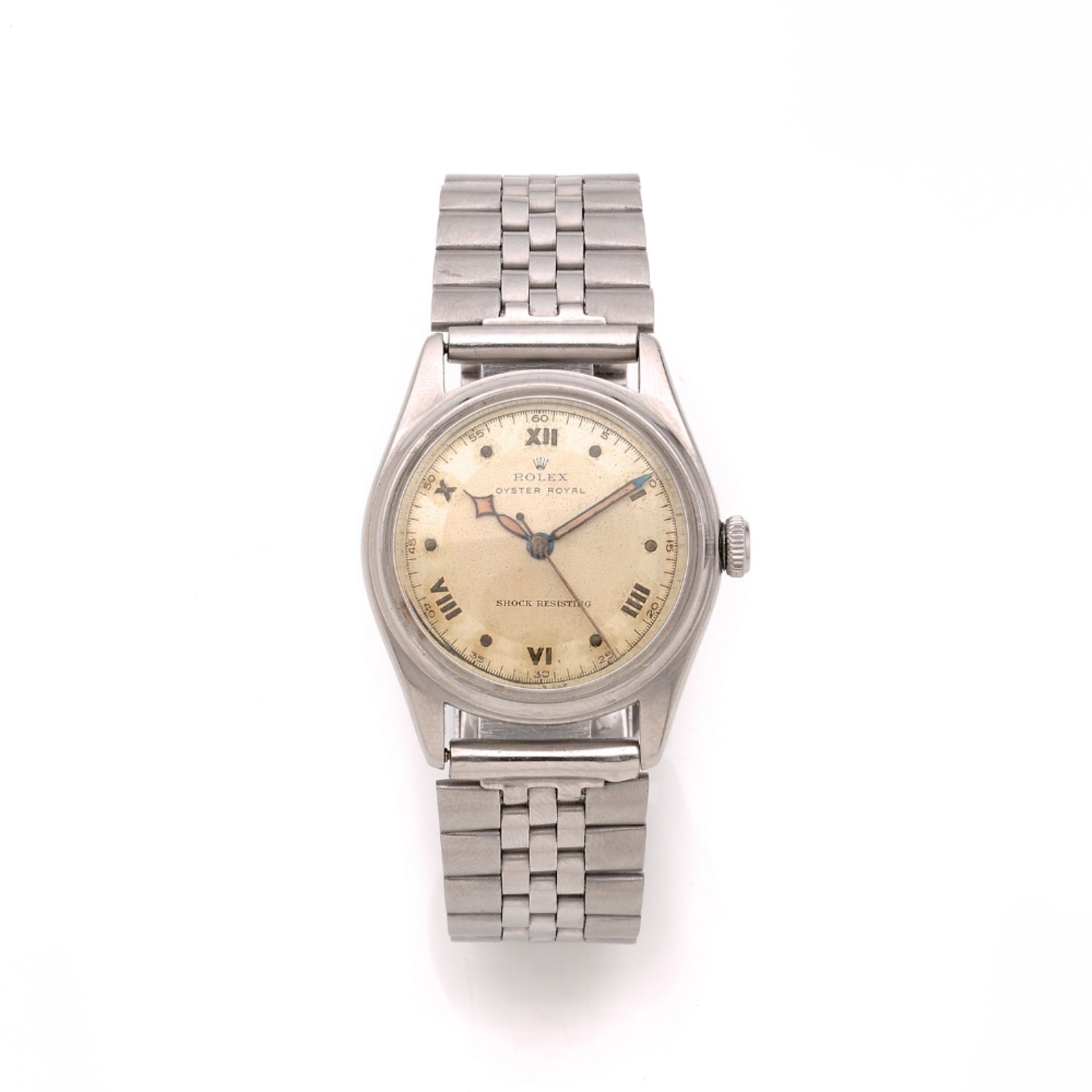 ROLEX OYSTER ROYAL. SHOCK RESISTING. REF. 4444. VERS 1947 Montre bracelet en acier. BOÎTIER : rond