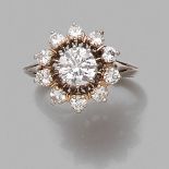 BAGUE MARGUERITE DIAMANTS Elle est ornée d'un diamant de 0,82 carat taille brillant en châton