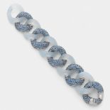 SEAMAN SCHEPPS MAGNIFIQUE BRACELET AGATE BLEUE ET SAPHIRS Les grands maillons gourmettes en agate