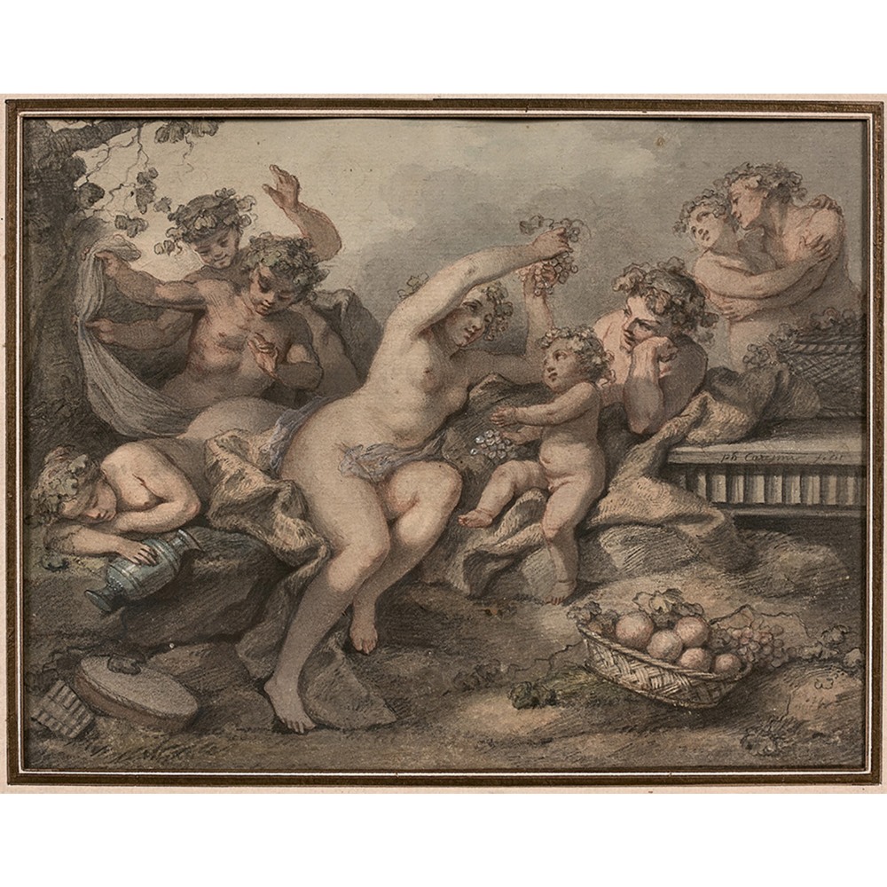 JACQUES PHILIPPE CARESME (1734-1796) BACCHANALES Paire d’aquarelles sur traits de crayon Signées - Image 3 of 3