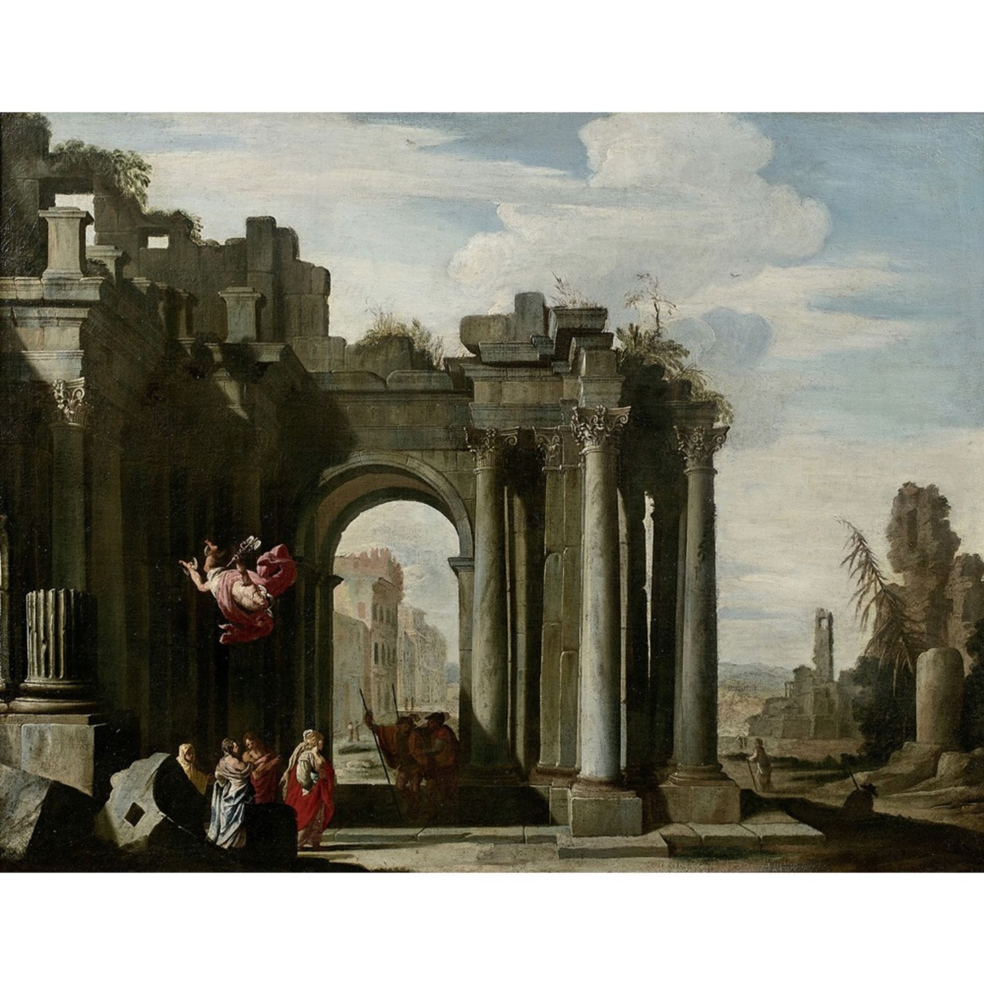 ATTRIBUE A DOMENICO ROBERTI (1642-1707) MERCURE ET HERSE Toile Attr. to D. Roberti, Mercury and