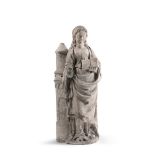 * ÉCOLE CHAMPENOISE VERS 1530, SAINTE BARBE Sculpture en pierre calcaire. Elle est adossée à la tour