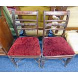 PAIR 19TH CENTURY MAHOGANY DINING CHAIRS ON TURNED SUPPORTS WITH X - FRAMED UNDERSTRETCHERS 87 CM