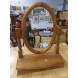 PINE DRESSING MIRROR WITH OVAL MIRROR & LIFT UP SECTION