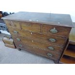 19TH CENTURY INLAID MAHOGANY CHEST OF 3 SHORT OVER 3 LONG DRAWERS ON BRACKET SUPPORTS 102 CM TALL