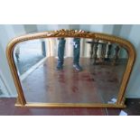GILT FRAMED OVERMANTLE MIRROR 68CM TALL Condition Report: 68cm tall and 104cm wide.
