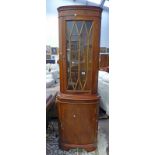 MAHOGANY CORNER CUPBOARD WITH ASTRAGAL GLASS DOOR OVER PANEL DOOR