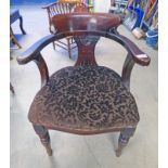 19TH CENTURY MAHOGANY TUB CHAIR Condition Report: 48cm to seat